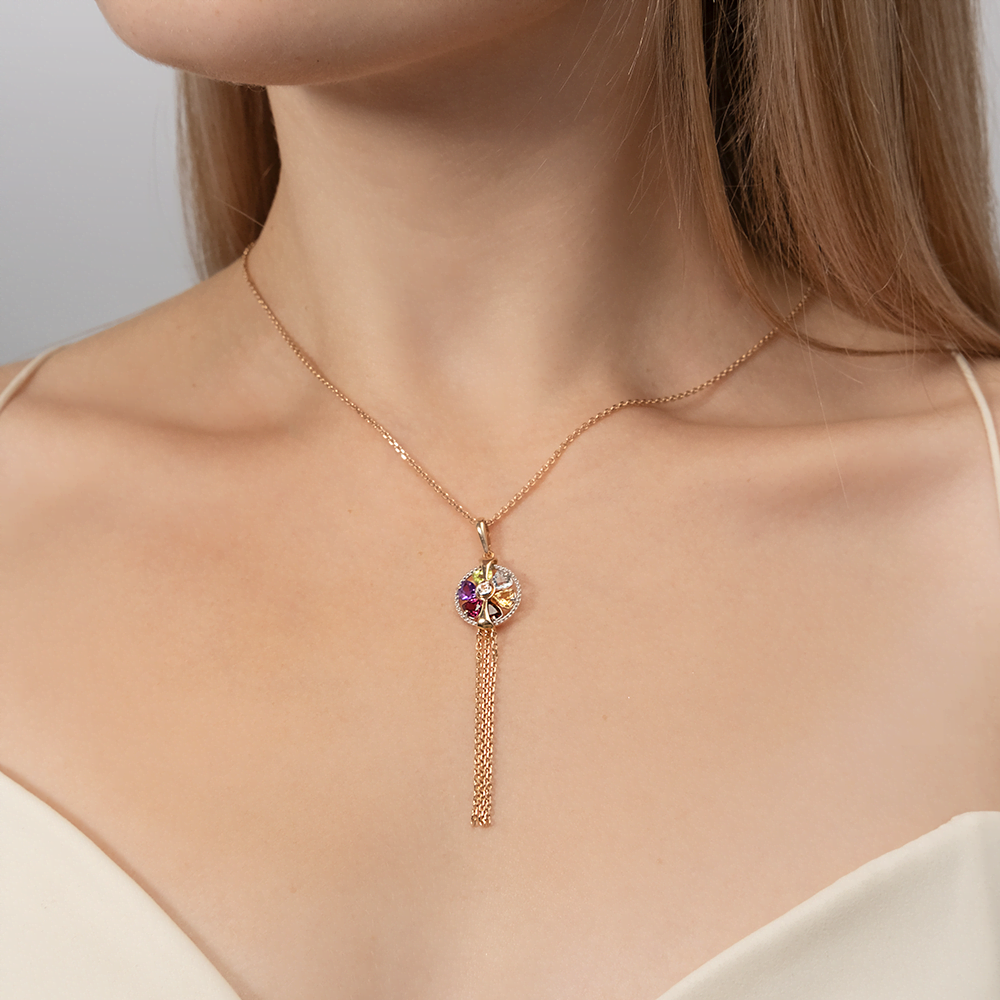 Подвеска из красного золота с миксом камней 03-3124-00-252-1110-57