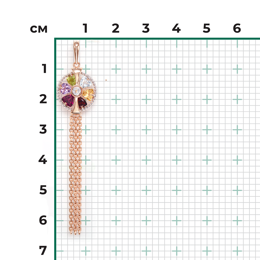 Подвеска из красного золота с миксом камней 03-3124-00-252-1110-57