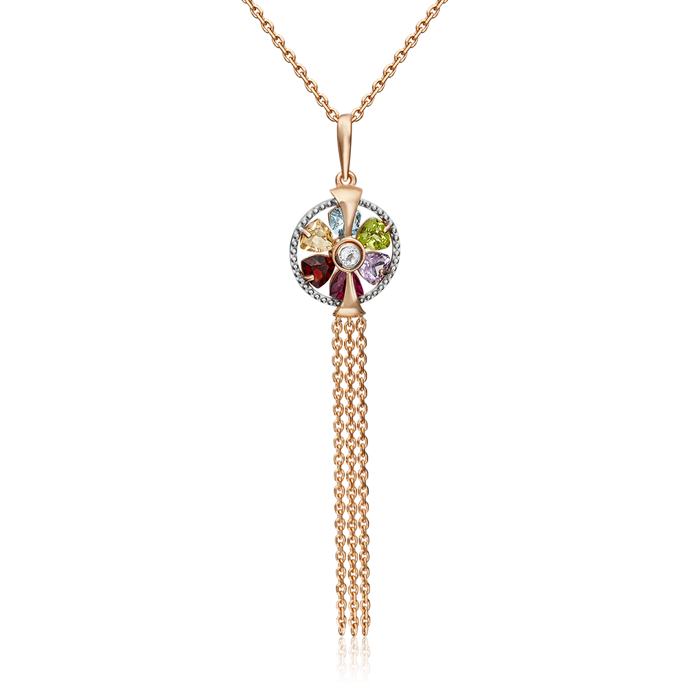 Подвеска из красного золота с миксом камней 03-3124-00-252-1110-57