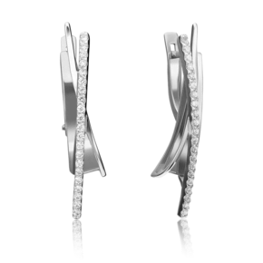 Серьги с английским замком из белого золота с фианитами 02-4326-00-401-1120