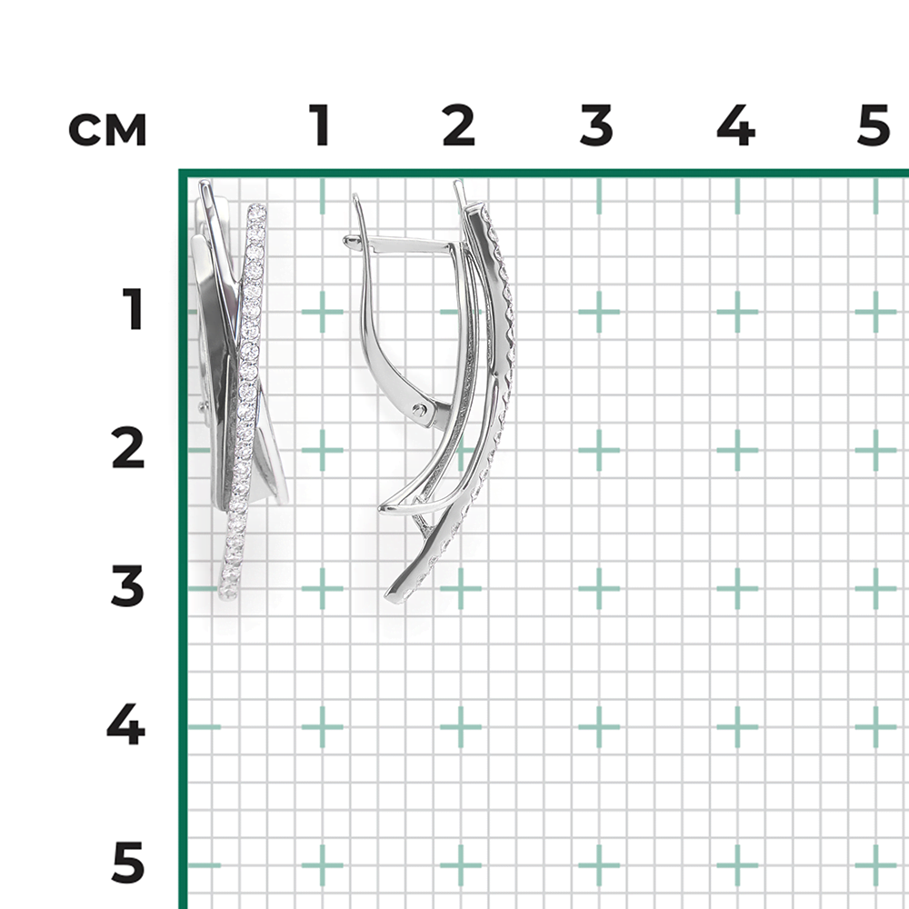 Серьги с английским замком из белого золота с фианитами 02-4326-00-401-1120