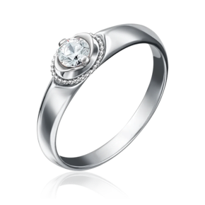 Помолвочное кольцо из белого золота с фианитом 01-5132-00-501-1120-38