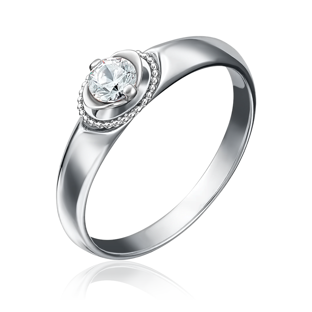 Помолвочное кольцо из белого золота с фианитом 01-5132-00-501-1120-38