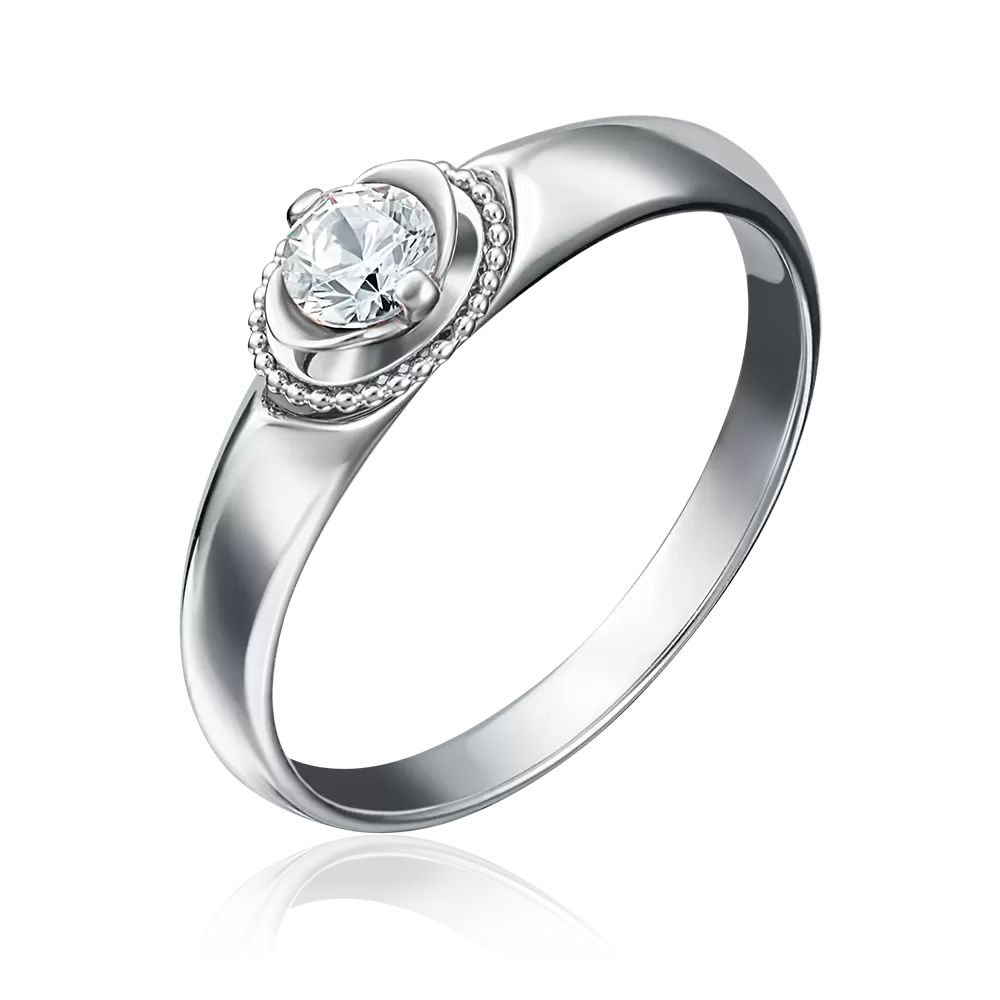Помолвочное кольцо из белого золота с фианитом 01-5132-00-501-1120-38