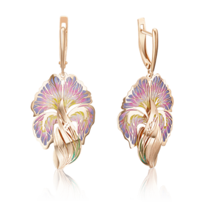 Серьги «Ирисы» с английским замком из красного золота с эмалью 02-4028-00-000-1110-48