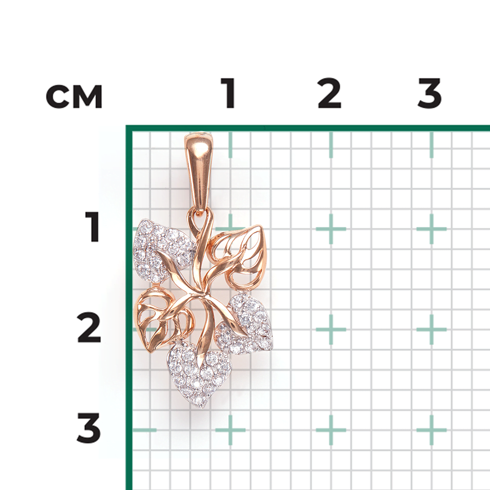 Подвеска «Листья» из красного золота с фианитами 03-2162-00-401-1110-24