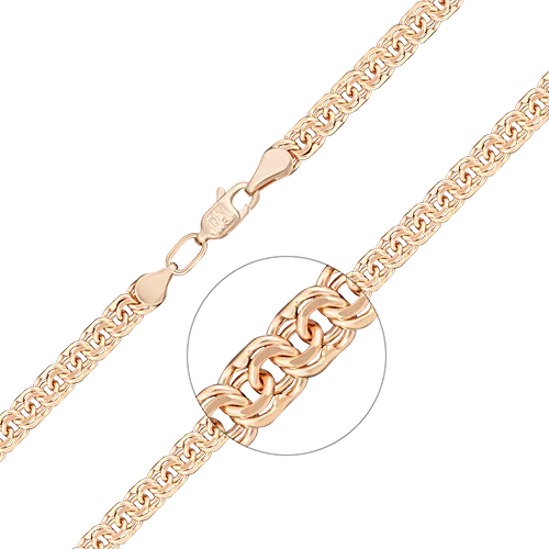 Браслет из красного золота с алмазной гранью (плетение «Бисмарк») 22-2703-080-1110-19