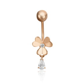 Пирсинг в пупок «Клевер» из красного золота с фианитами 06-3301-00-401-1110-03