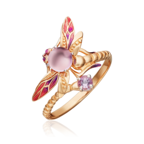 Кольцо «Стрекоза» из красного золота с аметистами и эмалью 01-5458-00-203-1110-57