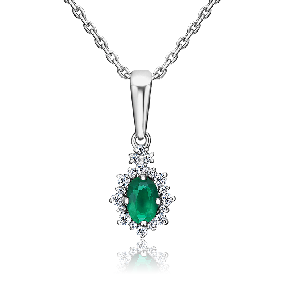 Подвеска из серебра с халцедоном и фианитами 03-0559-00-275-0200