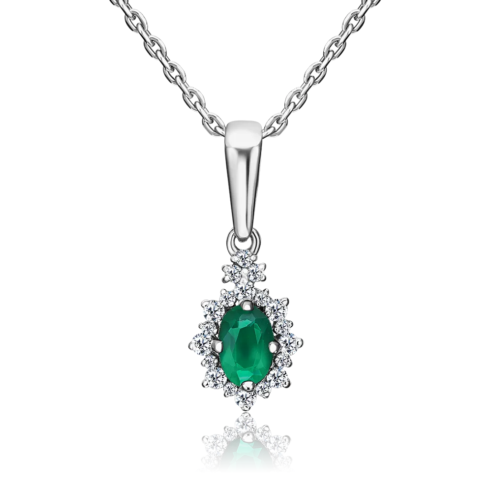 Подвеска из серебра с халцедоном и фианитами 03-0559-00-275-0200