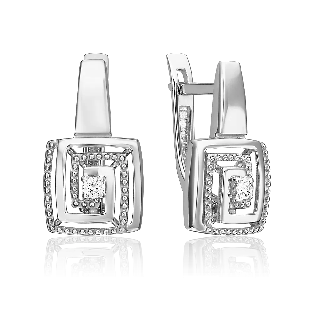 Серьги с английским замком из белого золота с бриллиантом 02-5436-00-101-1120