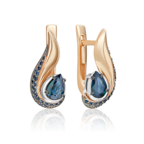 Серьги с английским замком из комбинированного золота с сапфирами 02-5229-00-102-1111