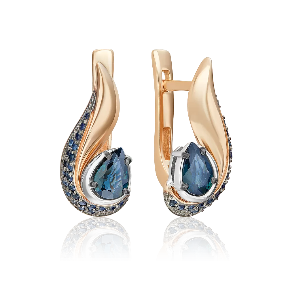 Серьги с английским замком из комбинированного золота с сапфирами 02-5229-00-102-1111
