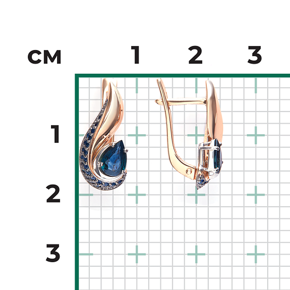 Серьги с английским замком из комбинированного золота с сапфирами 02-5229-00-102-1111