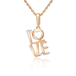 Подвеска «Любовь» из красного золота с фианитами 03-3583-00-401-1110