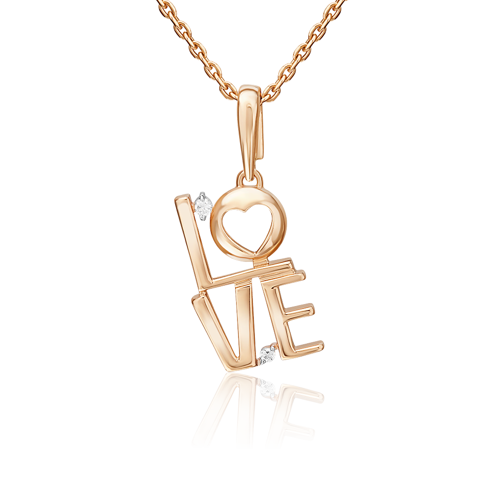Подвеска «Любовь» из красного золота с фианитами 03-3583-00-401-1110