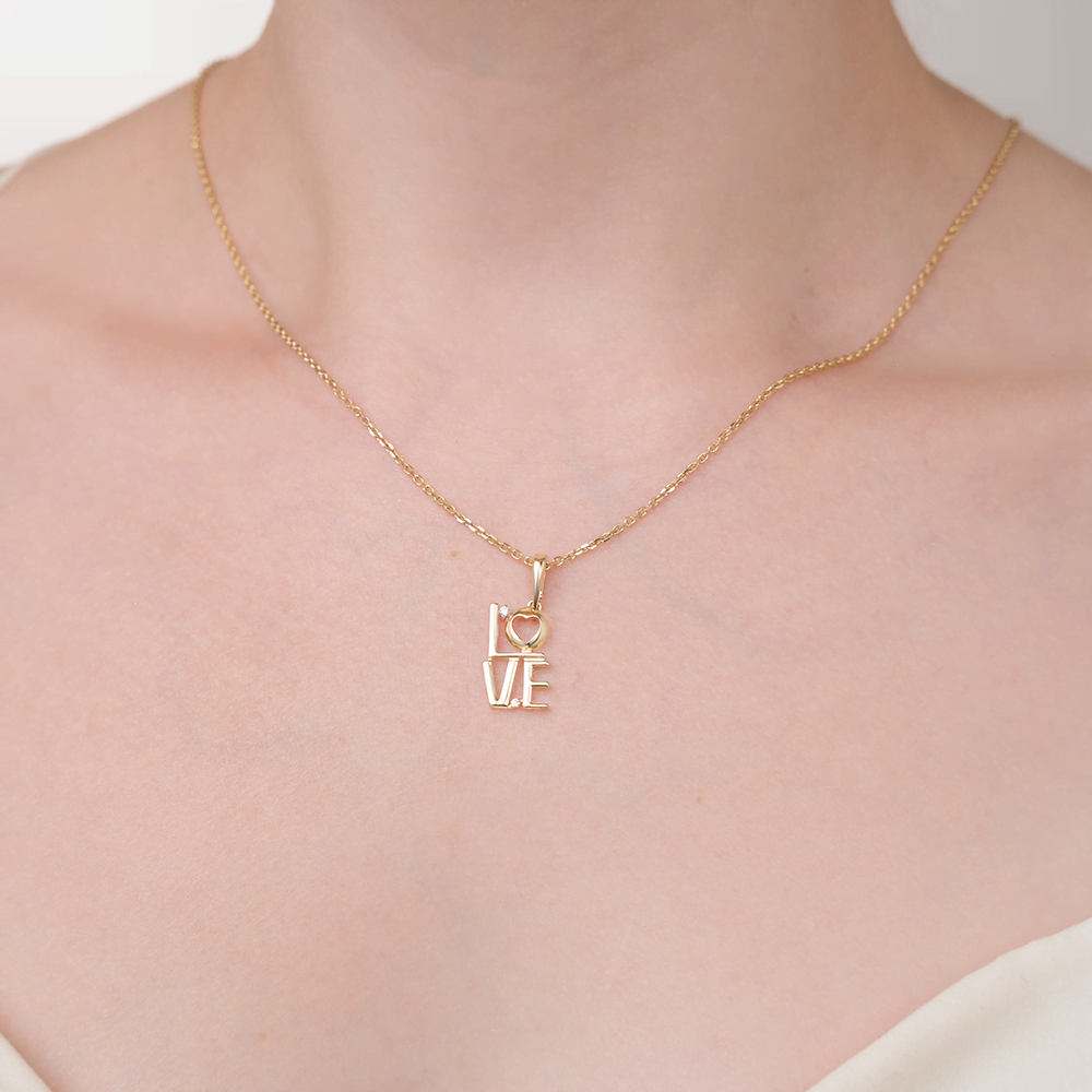 Подвеска «Любовь» из красного золота с фианитами 03-3583-00-401-1110