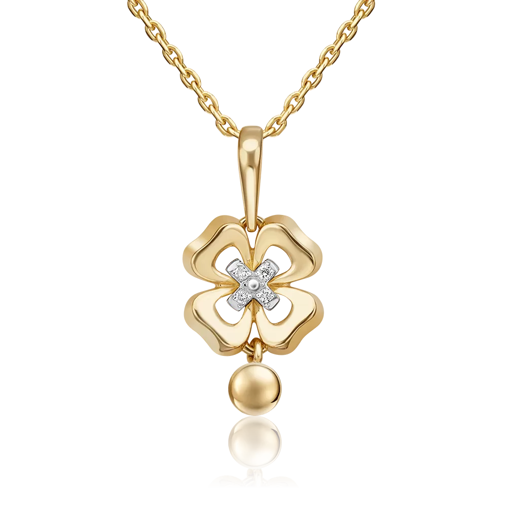 Подвеска «Клевер. Незабываемые моменты» из комбинированного золота с бриллиантами 03-3280-00-101-1121