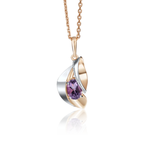 Подвеска из комбинированного золота с аметистом 03-2761-00-203-1111-46