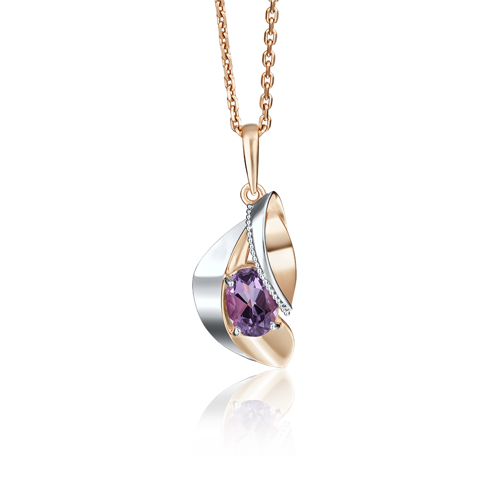 Подвеска из комбинированного золота с аметистом 03-2761-00-203-1111-46