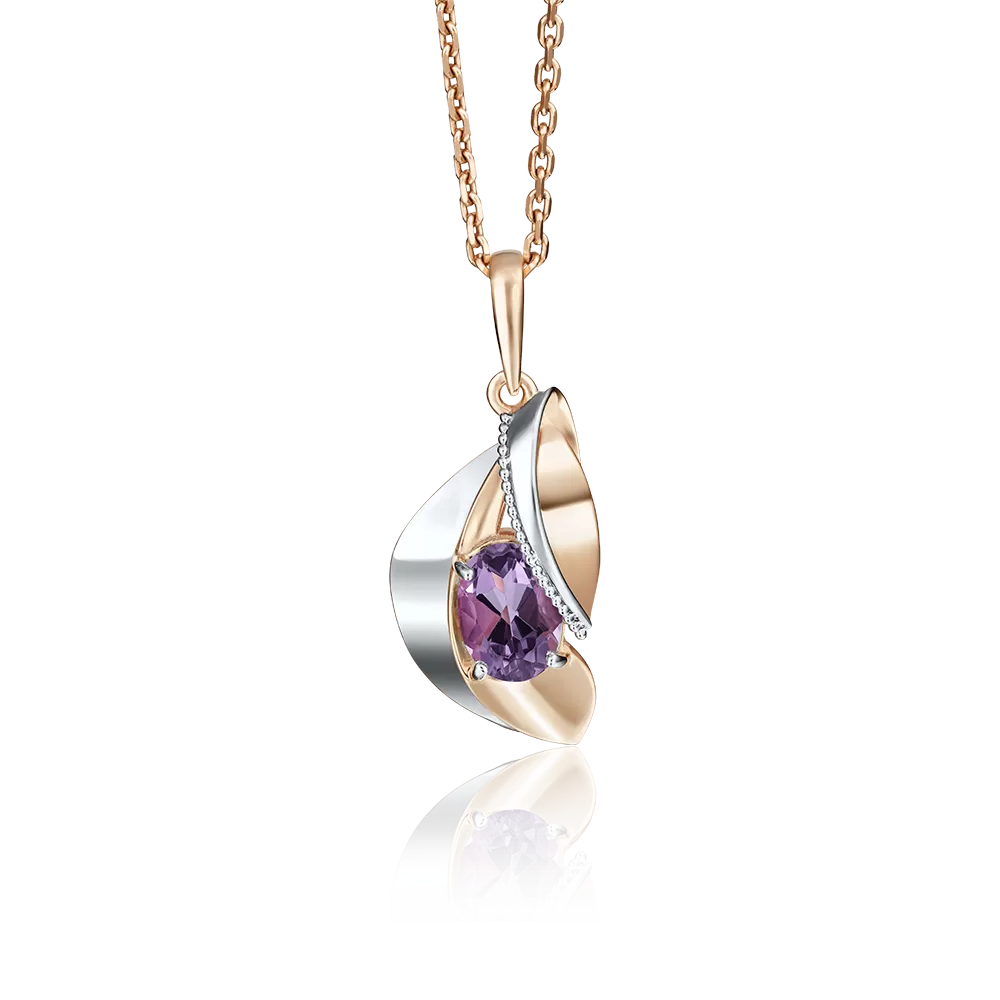 Подвеска из комбинированного золота с аметистом 03-2761-00-203-1111-46