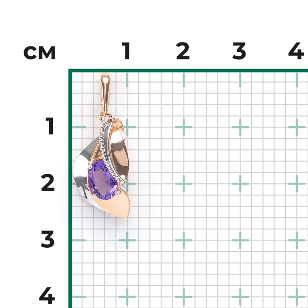 Подвеска из комбинированного золота с аметистом 03-2761-00-203-1111-46