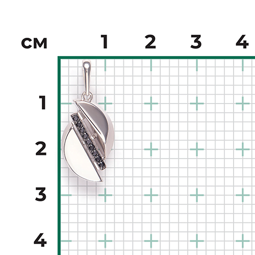 Подвеска из серебра с чёрными фианитами 03-3403-00-402-0200