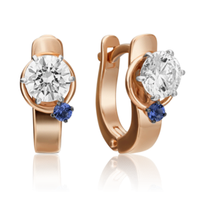 Серьги с английским замком из комбинированного золота с фианитом и шпинелью синт. 02-4244-00-404-1111