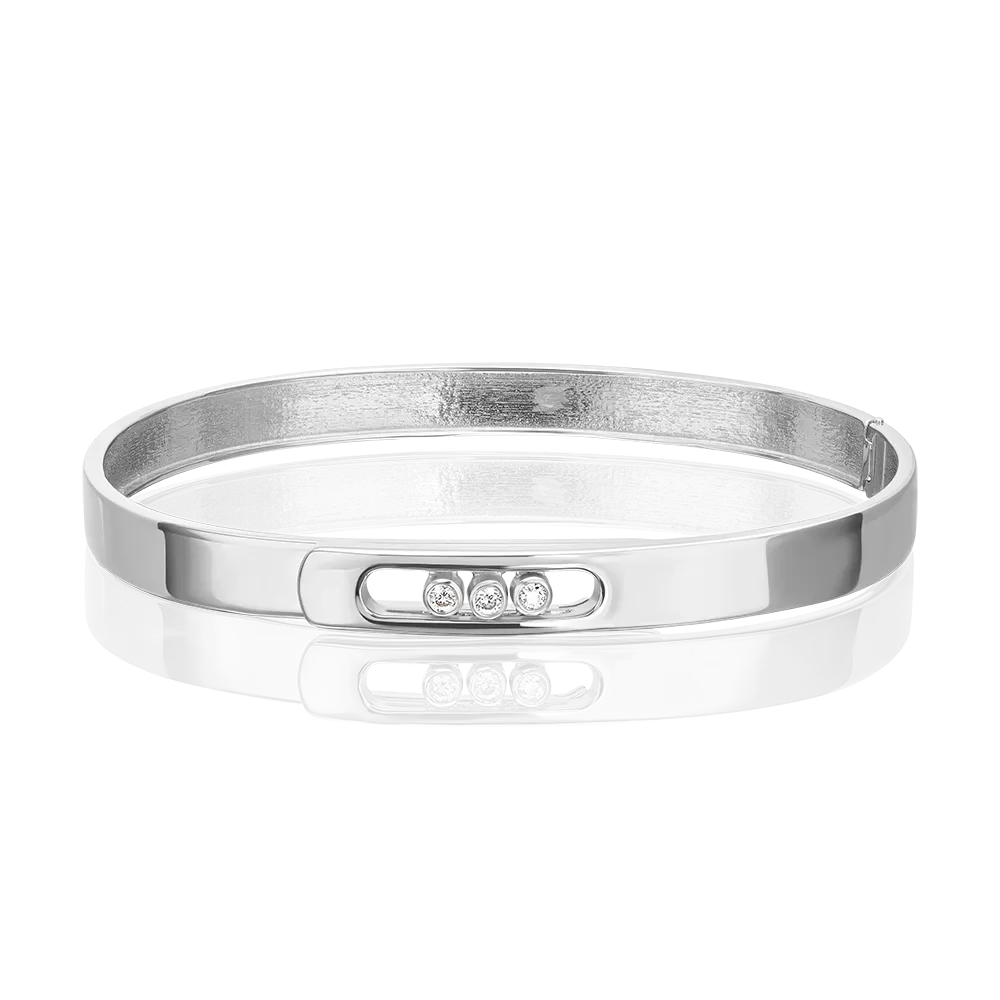 Браслет жесткий из белого золота с фианитами 05-0852-00-401-1120