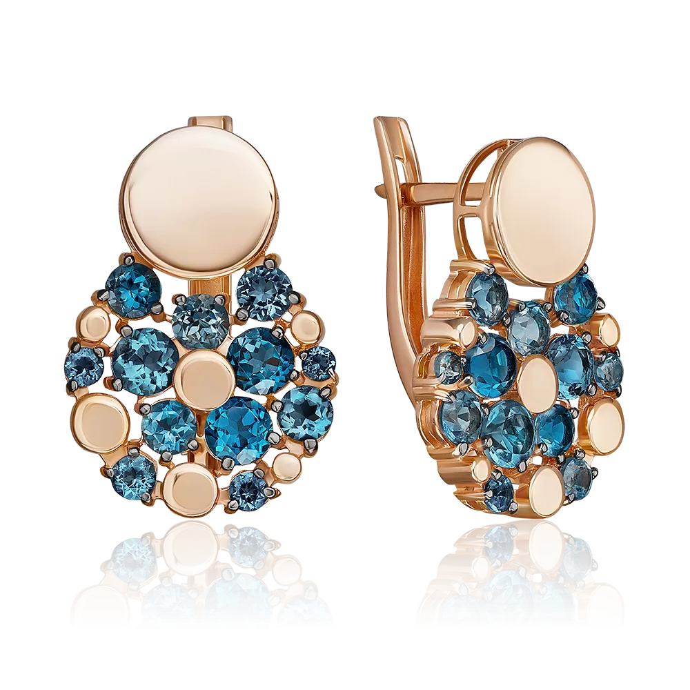 Серьги с английским замком из красного золота с топазами 02-5404-01-201-1110