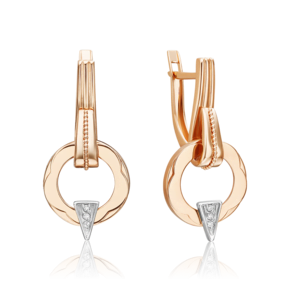 Серьги с английским замком из комбинированного золота с бриллиантами