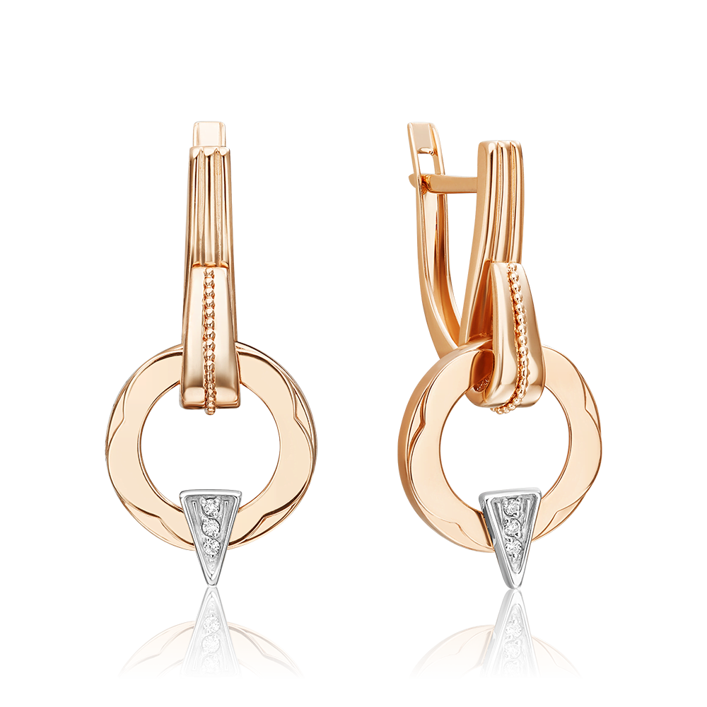 Серьги с английским замком из комбинированного золота с бриллиантами 02-5004-00-101-1111