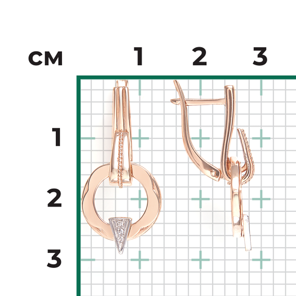 Серьги с английским замком из комбинированного золота с бриллиантами 02-5004-00-101-1111