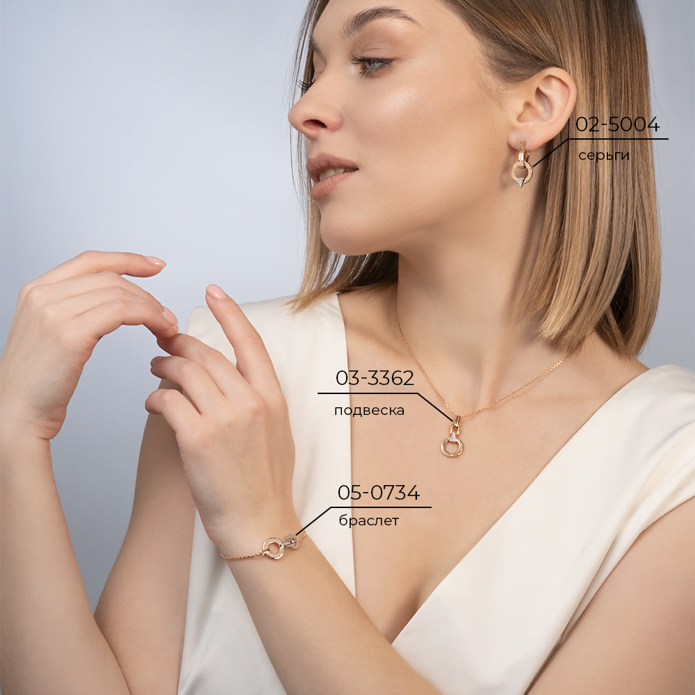 Серьги с английским замком из комбинированного золота с бриллиантами 02-5004-00-101-1111