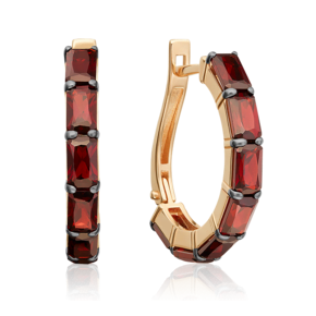 Серьги с английским замком из красного золота с гранатами 02-5505-00-204-1110