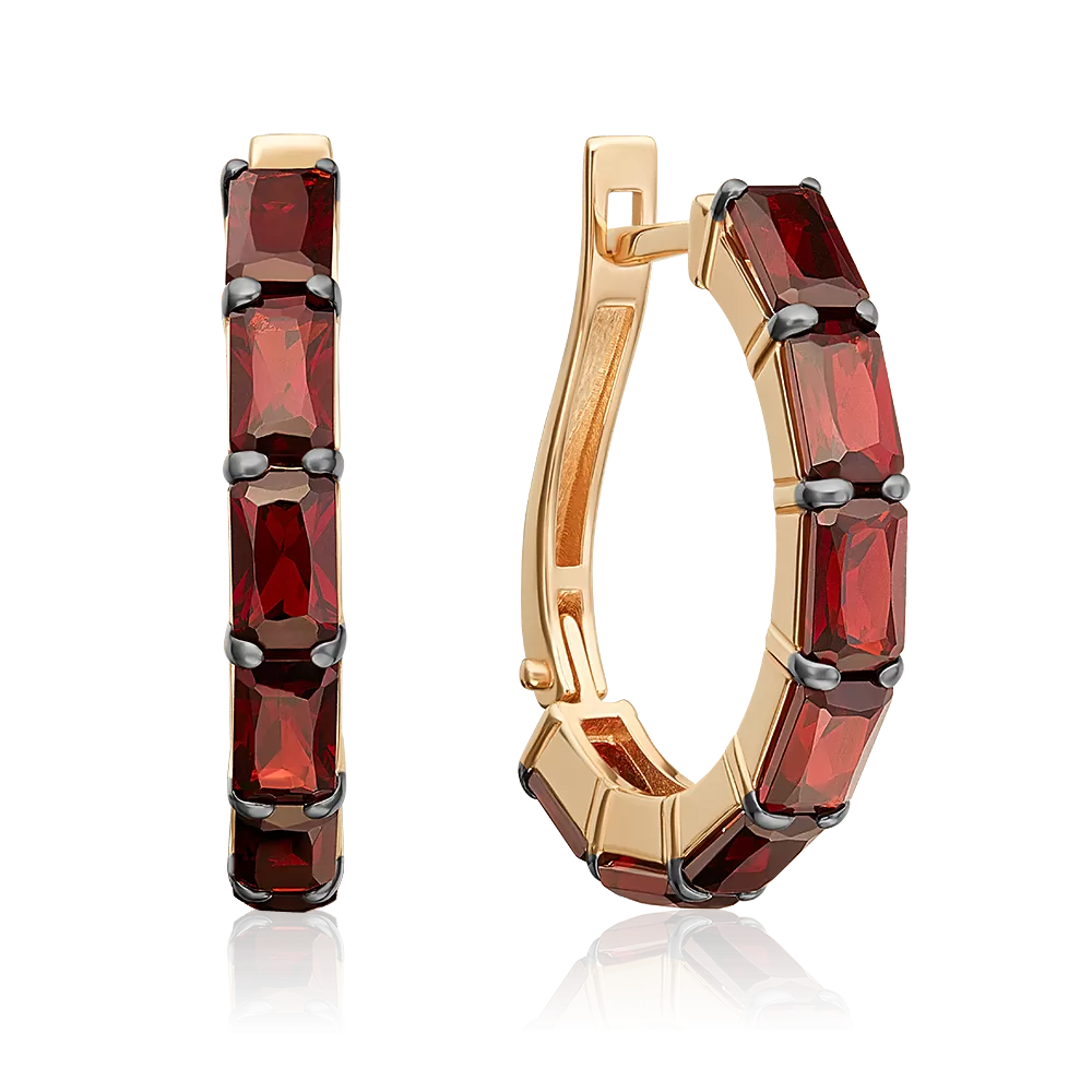 Серьги с английским замком из красного золота с гранатами 02-5505-00-204-1110