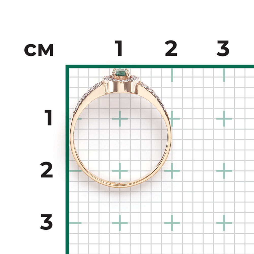 Кольцо из красного золота с изумрудом и бриллиантами 01-1480-00-106-1110-30