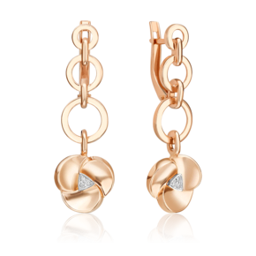 Серьги с английским замком из комбинированного золота с бриллиантами 02-5013-00-101-1111