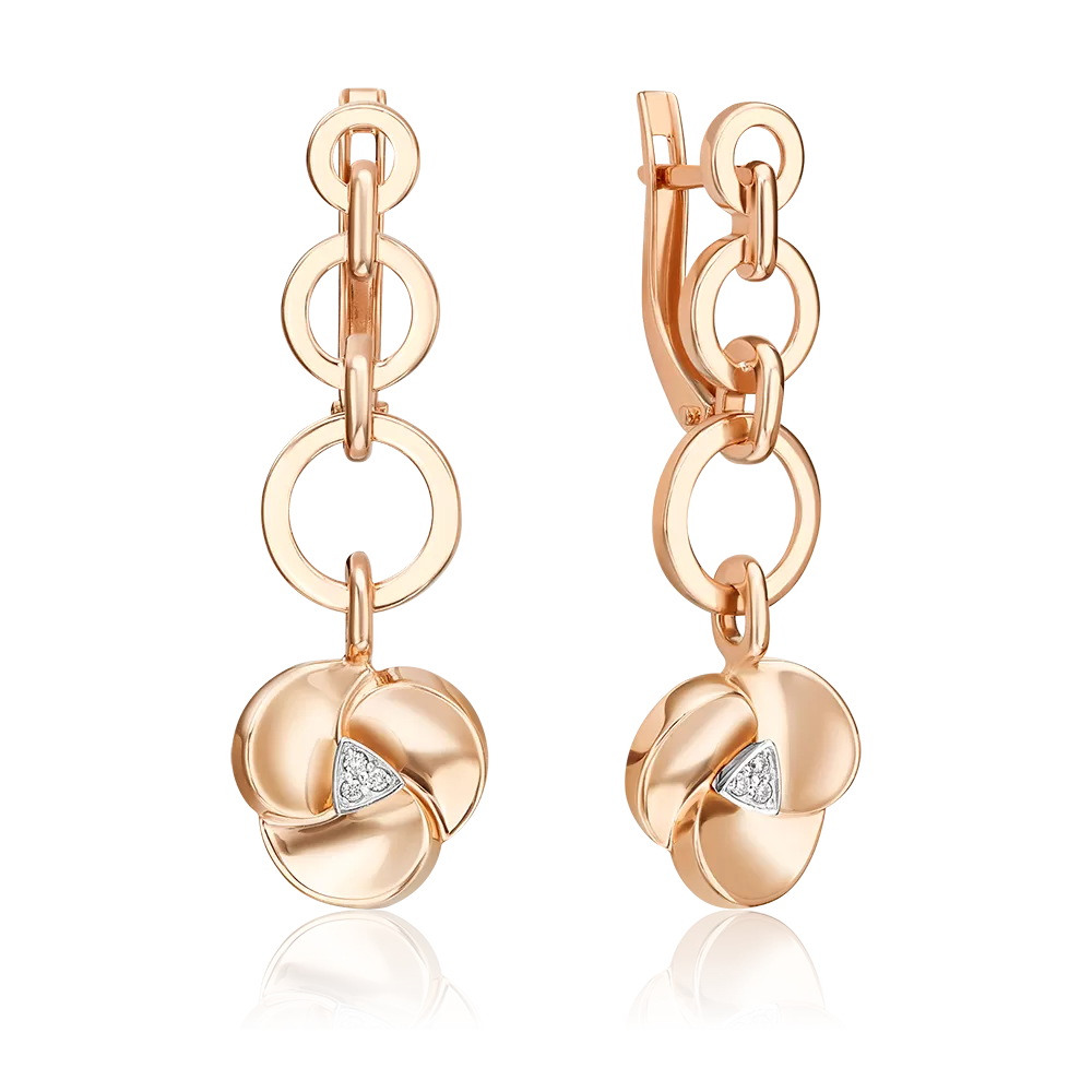 Серьги с английским замком из комбинированного золота с бриллиантами 02-5013-00-101-1111