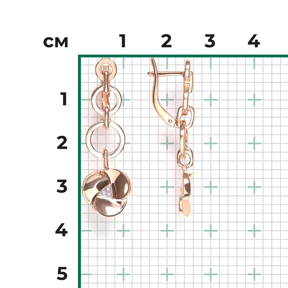 Серьги с английским замком из комбинированного золота с бриллиантами 02-5013-00-101-1111