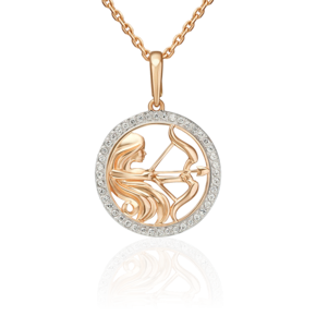 Подвеска «Знак зодиака Стрелец» из красного золота с фианитами 03-3641-08-401-1110