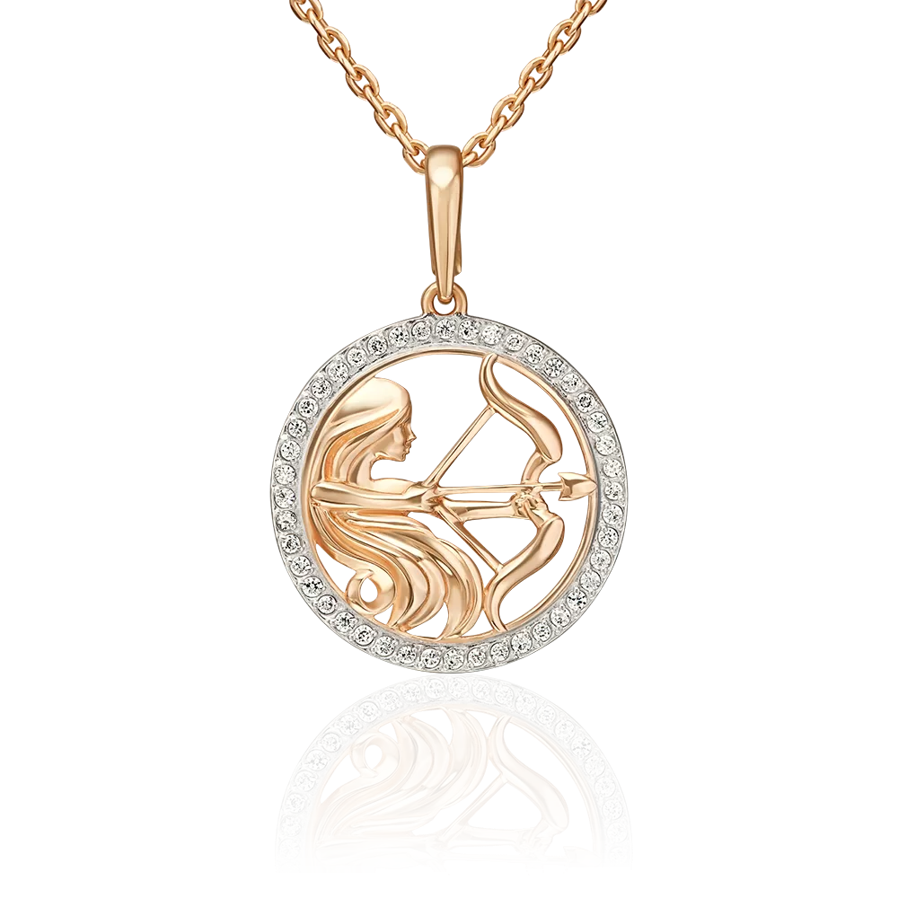 Подвеска «Знак зодиака Стрелец» из красного золота с фианитами 03-3641-08-401-1110