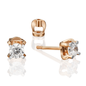 Серьги-пусеты из красного золота с фианитом 02-4587-00-501-1110-38