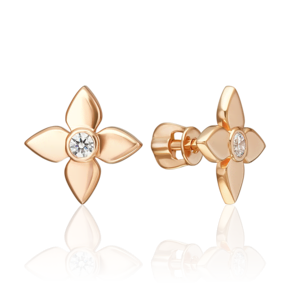 Серьги-пусеты из красного золота с фианитом 02-5536-00-401-1110