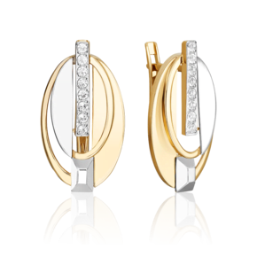 Серьги с английским замком из комбинированного золота с натуральными топазами white 02-5026-00-201-1121