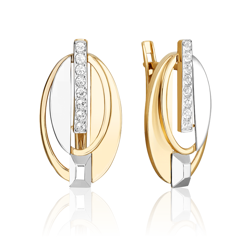 Серьги с английским замком из комбинированного золота с натуральными топазами white 02-5026-00-201-1121