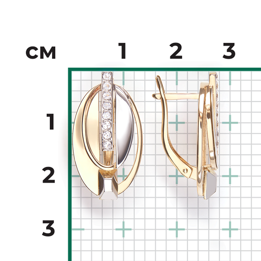 Серьги с английским замком из комбинированного золота с натуральными топазами white 02-5026-00-201-1121