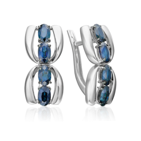 Серьги с английским замком из белого золота с сапфирами 02-5473-00-102-1120