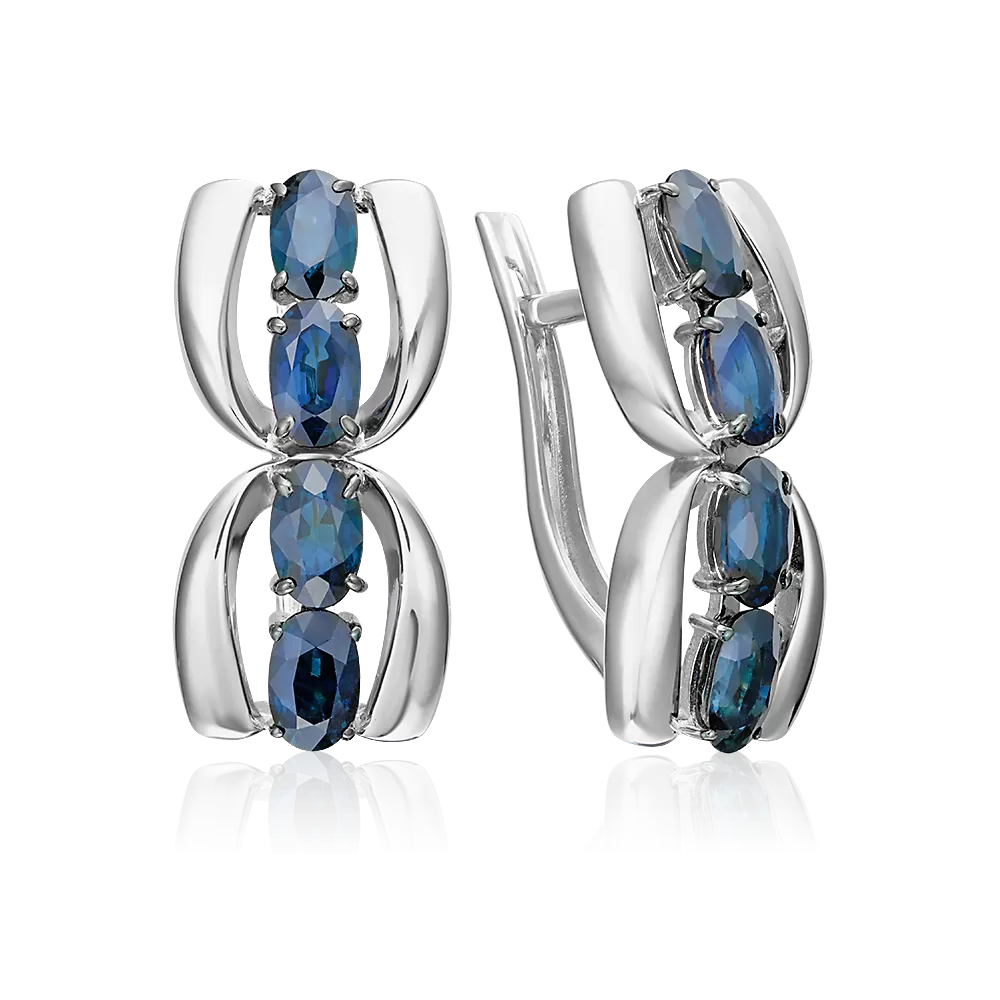 Серьги с английским замком из белого золота с сапфирами 02-5473-00-102-1120